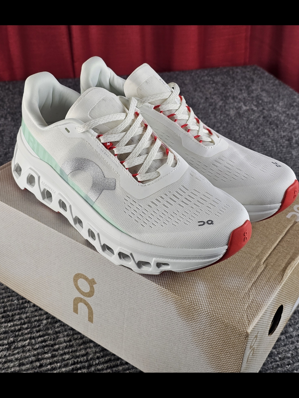 On Running Women's White Mint Athletic Shoes with Coral Accents - Picture 10 of 10